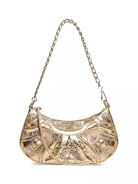 Shop Balenciaga Le Cagole Mini Bag With Chain Metallized With Rhinestones