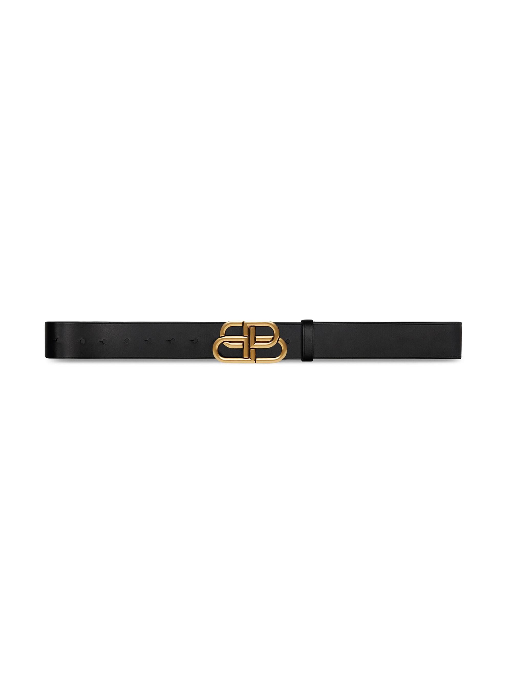 Balenciaga Men's BB Extra Large Belt In Natural Calfskin - Black
