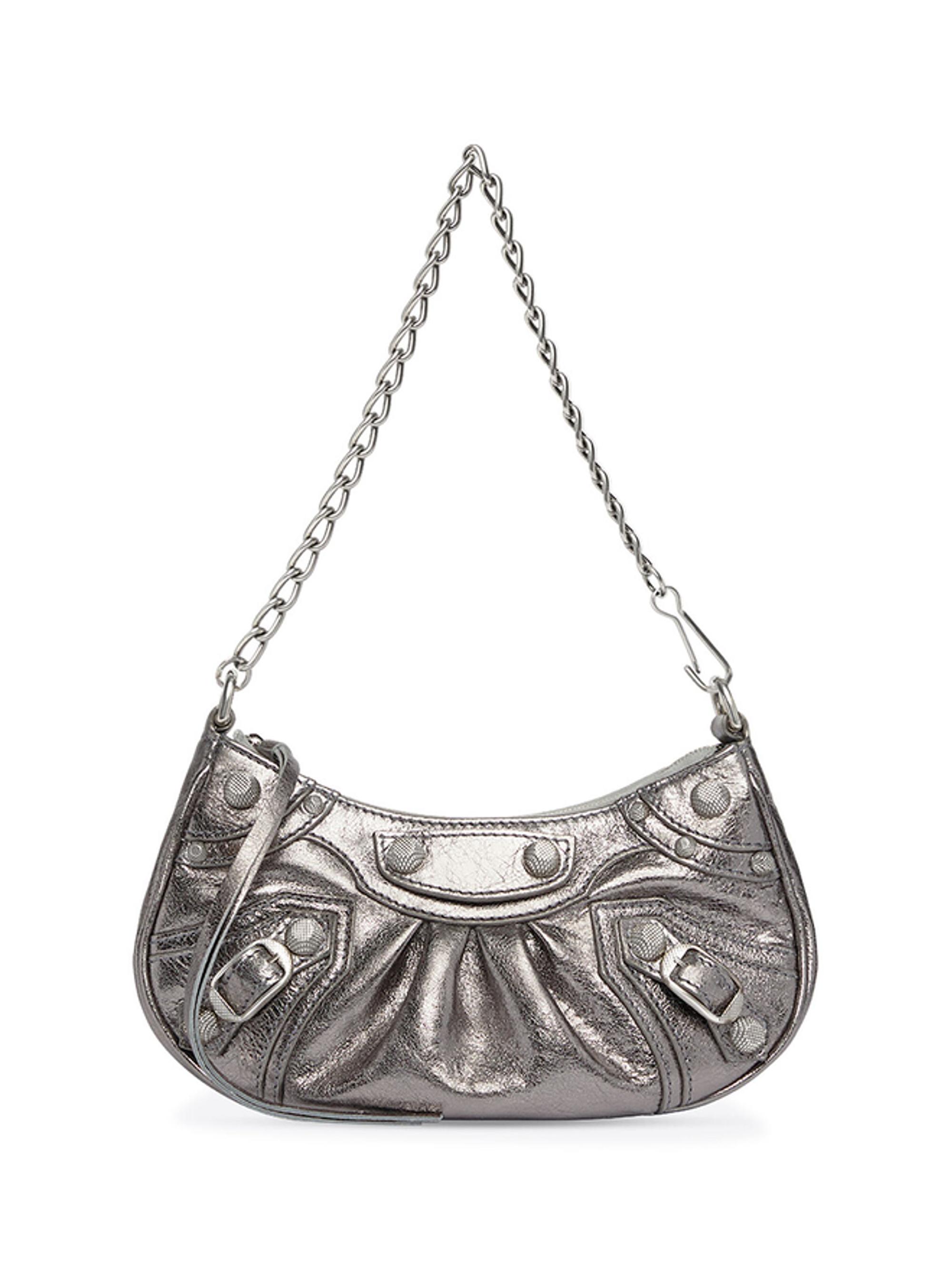 Balenciaga Women's Le Cagole Mini Bag With Chain Metallized - Silver
