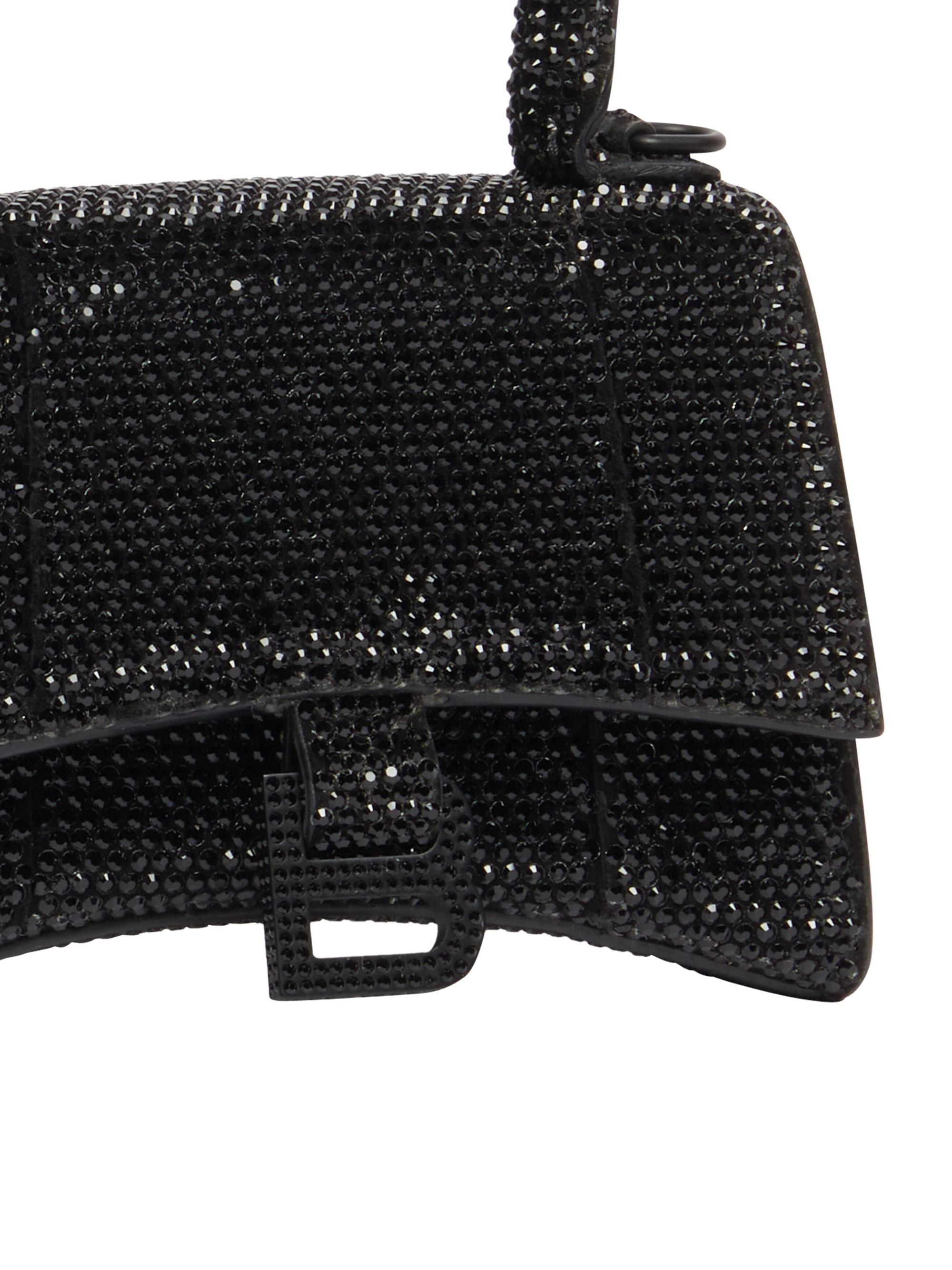 Balenciaga Hourglass Mini Handbag With Chain And Rhinestones