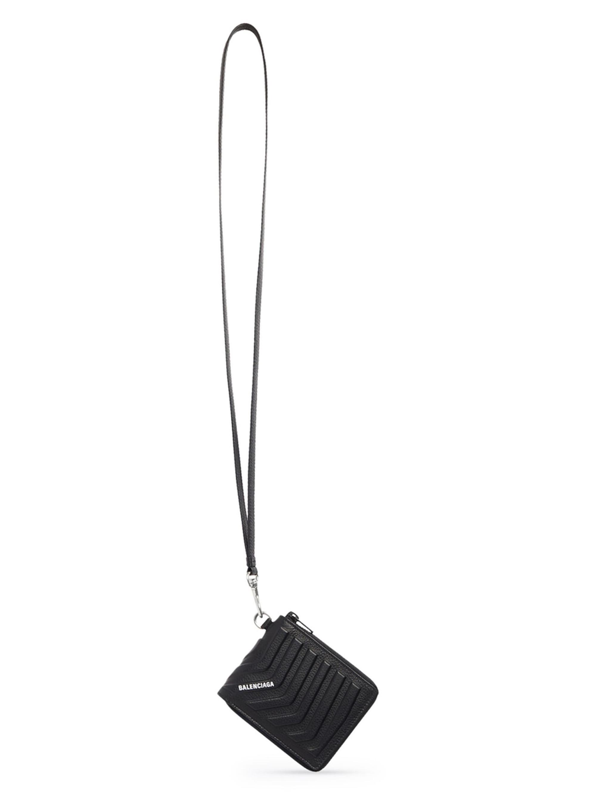 Balenciaga Men's Car  Wallet With Strap - Black