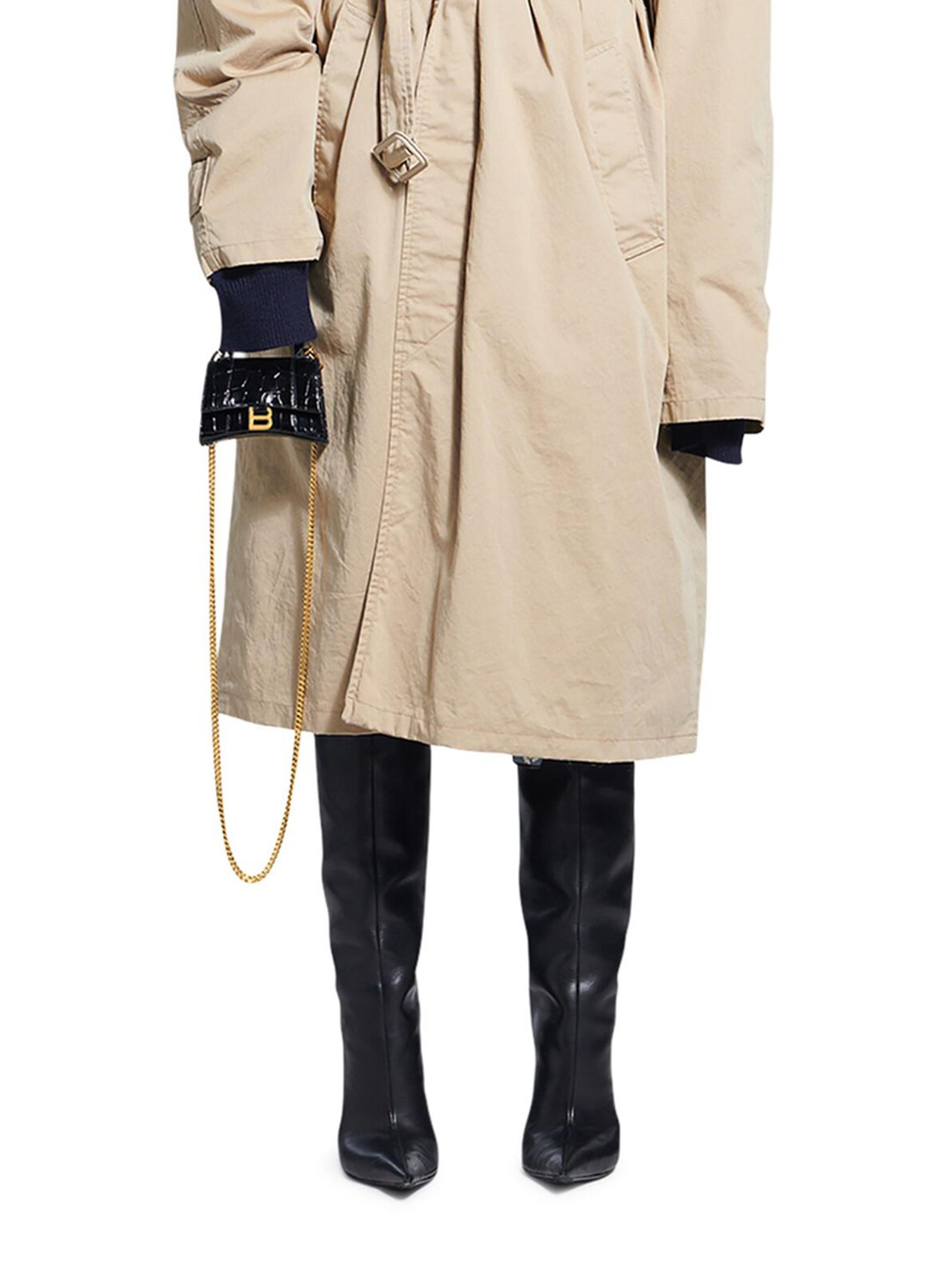 Balenciaga Hourglass Mini Handbag With Chain Crocodile Embossed