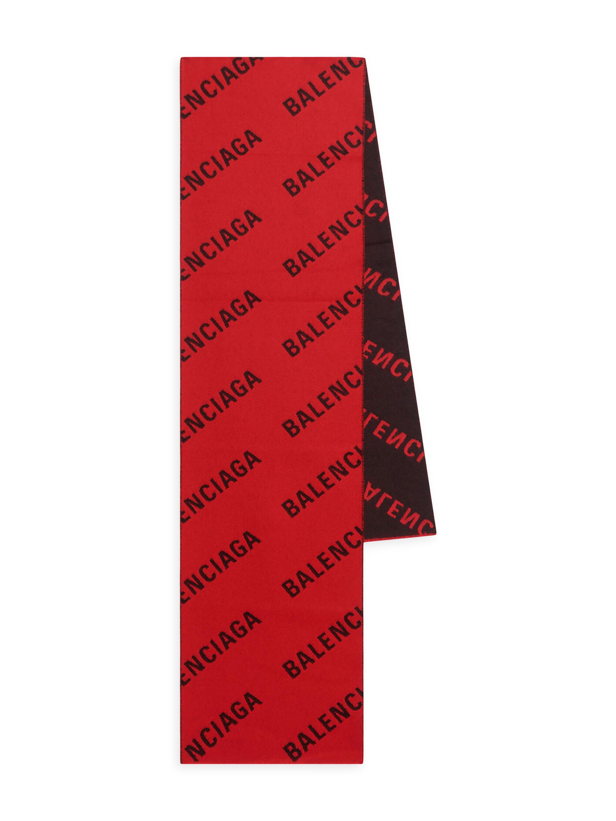Balenciaga Women's Allover Logo Macro Scarf - Red