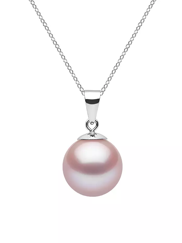 14K White Gold & 10-11MM Pink Freshwater Pearl Pendant Necklace