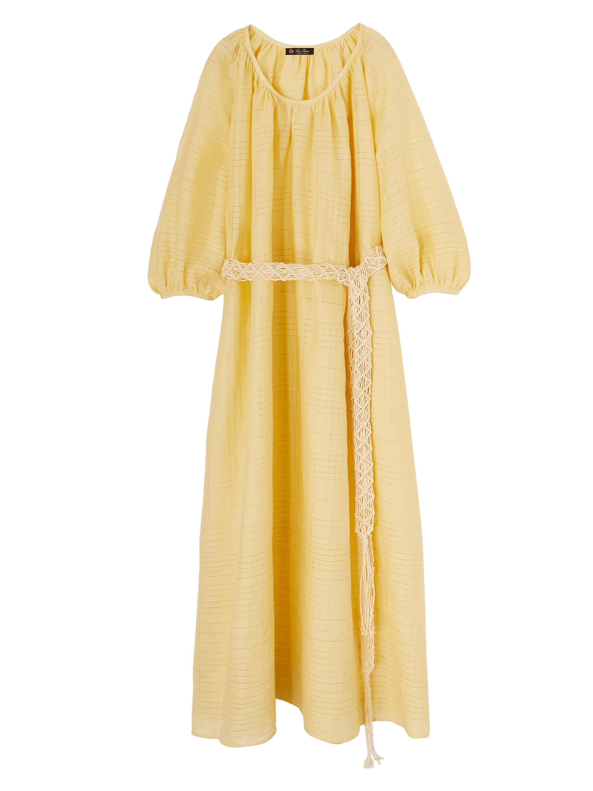 Loro Piana Women's Medea Needle Linen Midi-Dress - Pineapple Sorbet