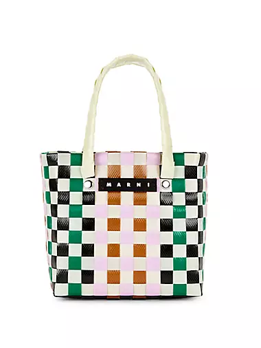 Marni-market - Pink and Green Marni Market Tape Mini Basket Bag - Shopping Bags - Woman