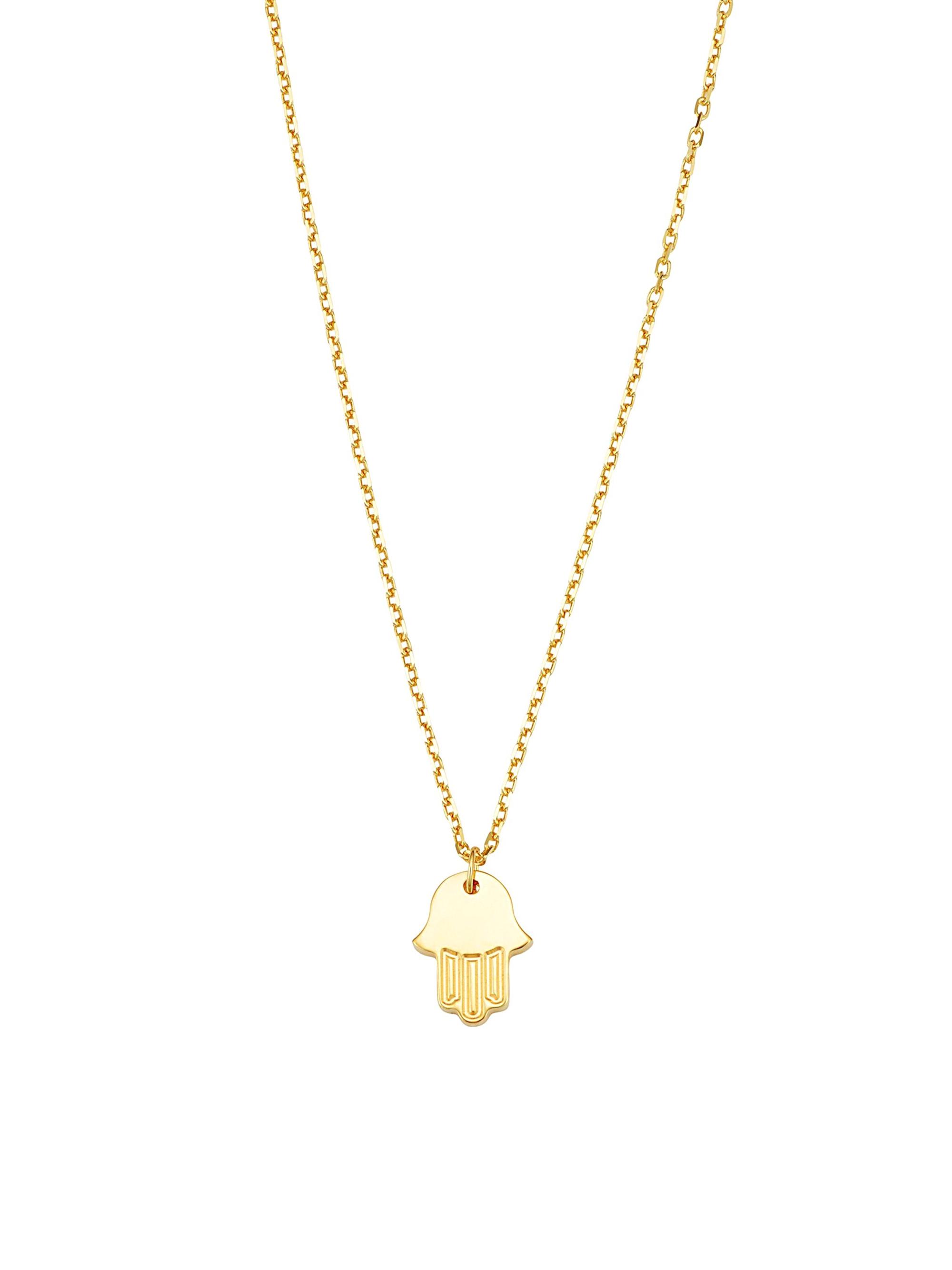 Oradina Women's 14K Yellow Solid Gold Hamsa Pendant Necklace - Yellow Gold