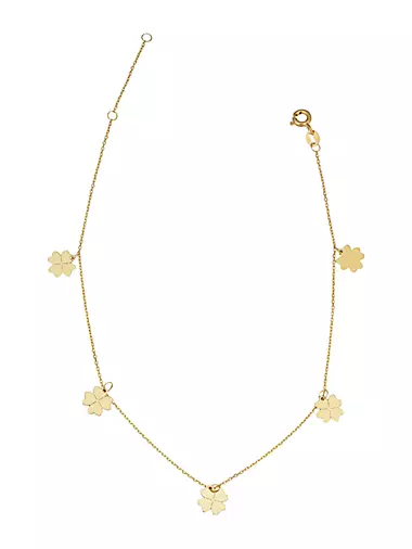 14K Yellow Solid Gold Lucky You Anklet