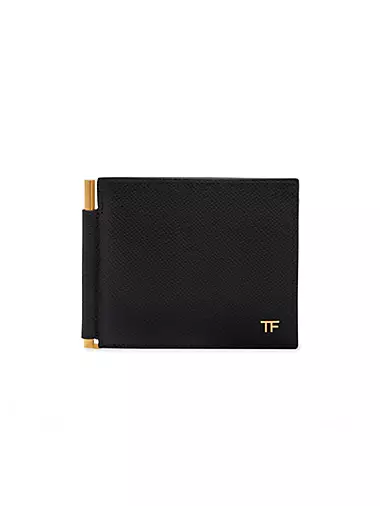 T Line Money Clip Leather Wallet