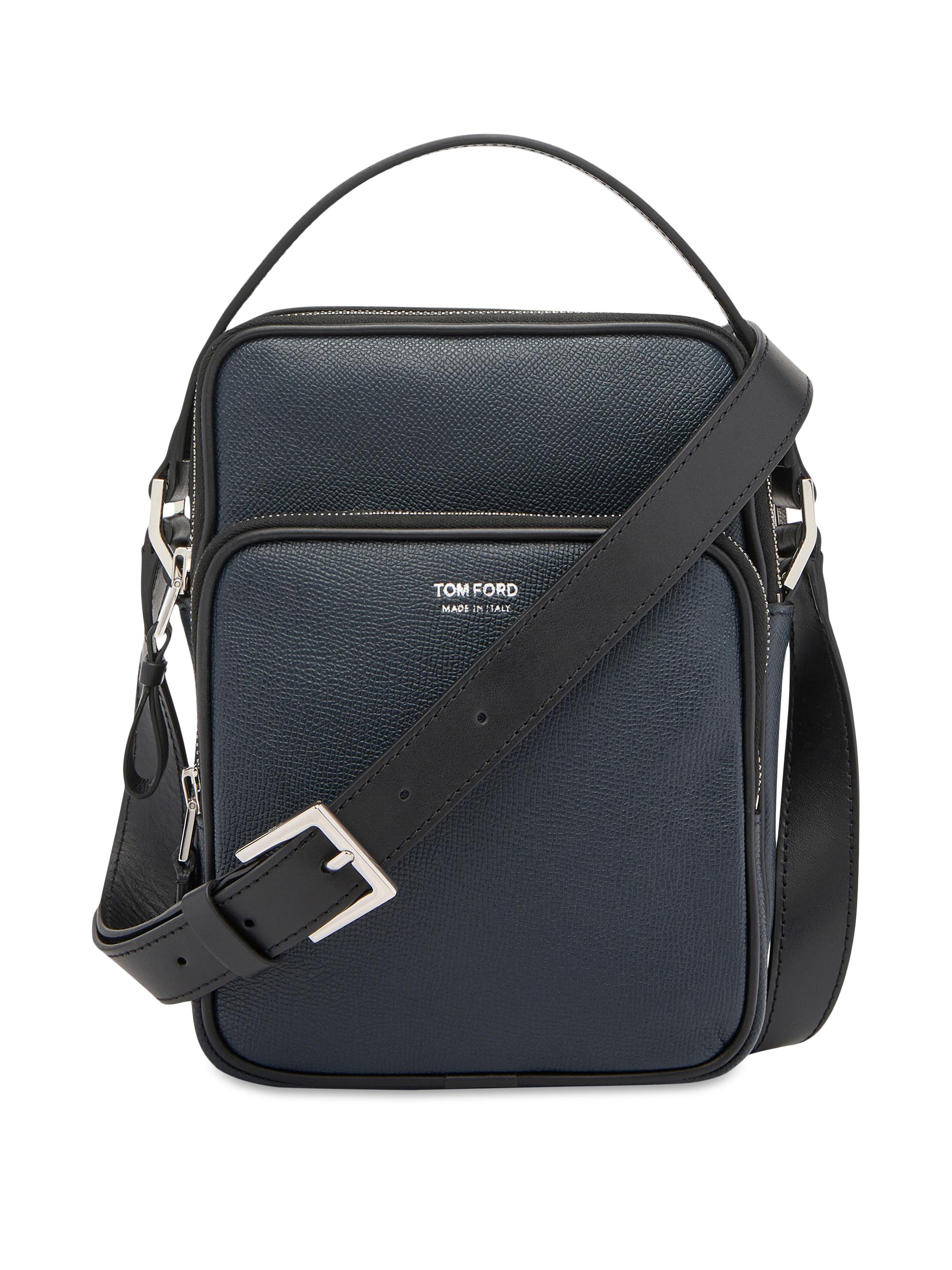 TOM FORD Men's Small Buckley Sling Leather Crossbody Bag - Midnight Blue Black