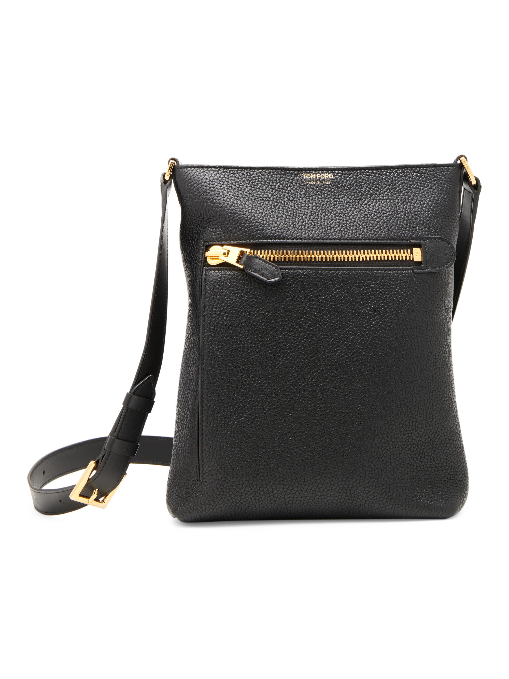 TOM FORD Men's  Leather Messanger Bag - Black