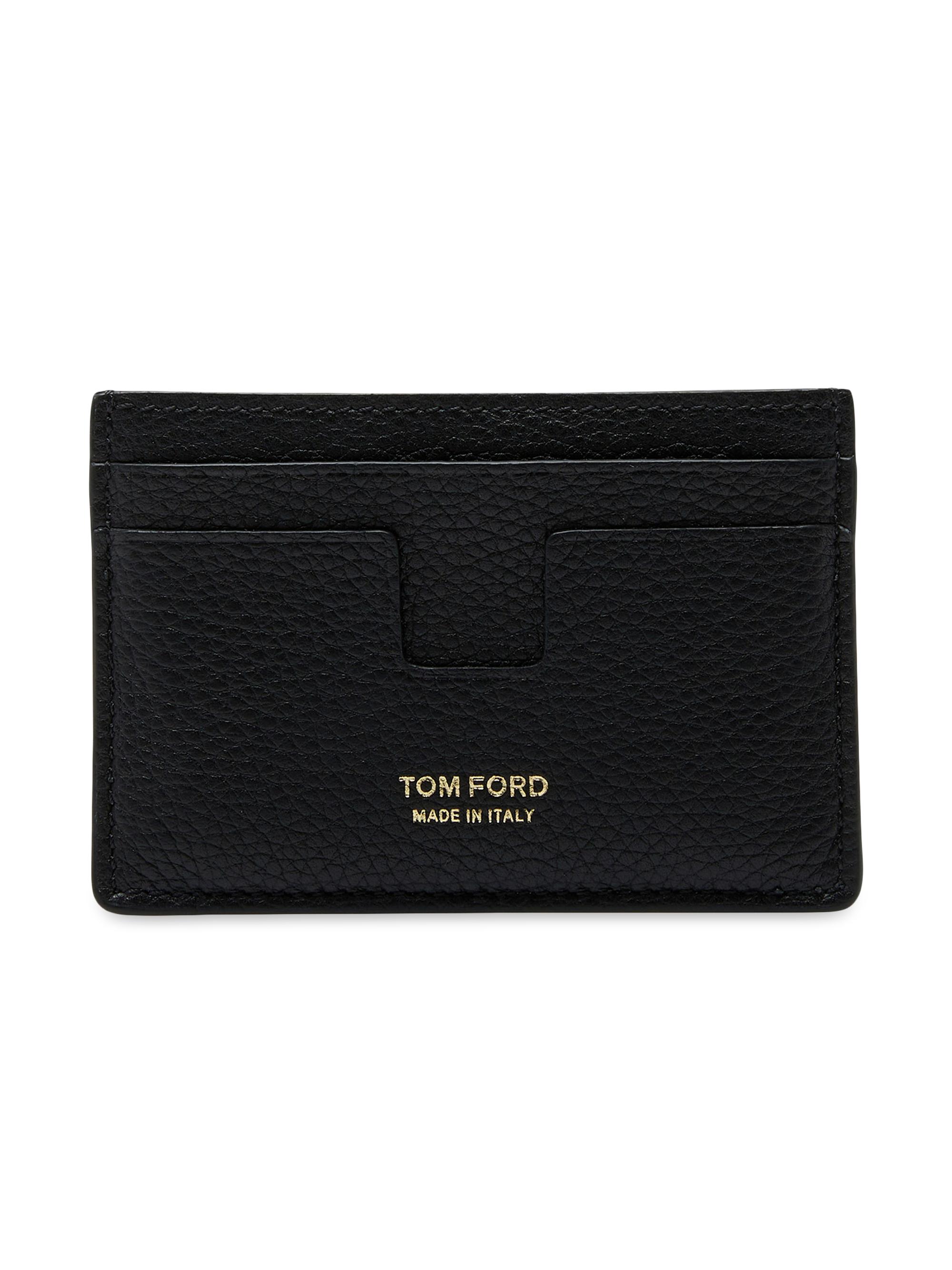 TOM FORD Men's T Line Classic Leather Card Holder - Midbrown
