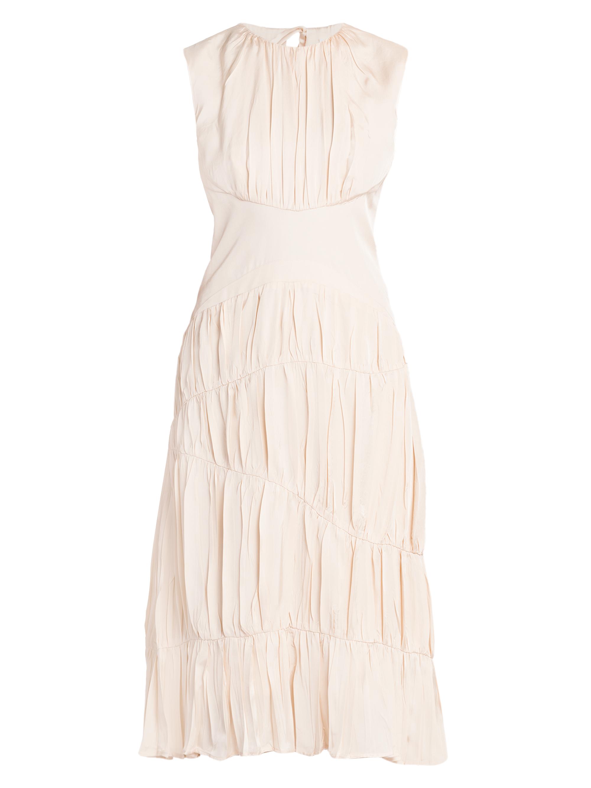 Jil Sander Women's Pleated Tiered Midi-Dress - Off White