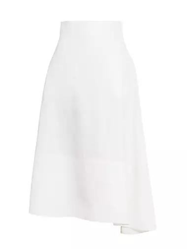 Coated Linen Asymmetric Midi-Skirt