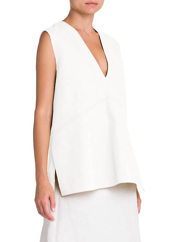 Shop Jil Sander Sleeveless V-Neck Tunic Top | Saks Fifth Avenue Shop Jil Sander Sleeveless V-Neck Tunic Top | Saks Fifth Avenue