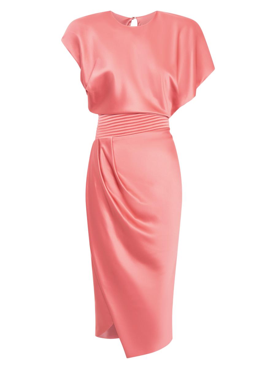 Zhivago Bond Satin Pleated Asymmetric Midi-Dress | Saks Fifth Avenue