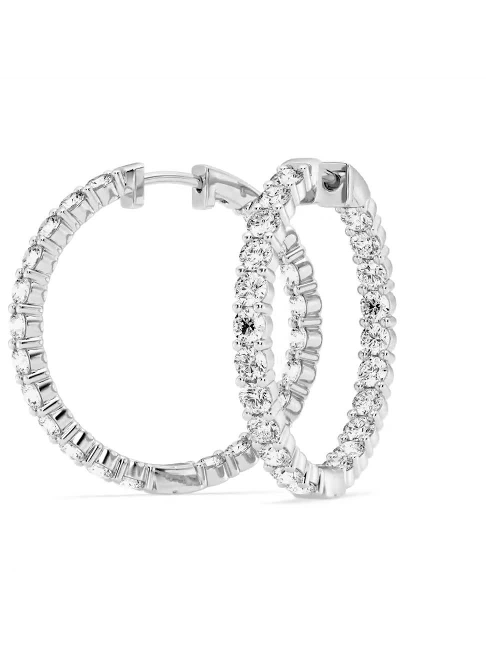 Saks Fifth Avenue Collection Women's 14K White Gold & 4 TCW Diamond Inside-Out Hoop Earrings - White