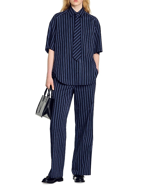 Shop Sandro Rhinestone Tie Shirt | Saks Fifth Avenue Shop Sandro Rhinestone Tie Shirt | Saks Fifth Avenue