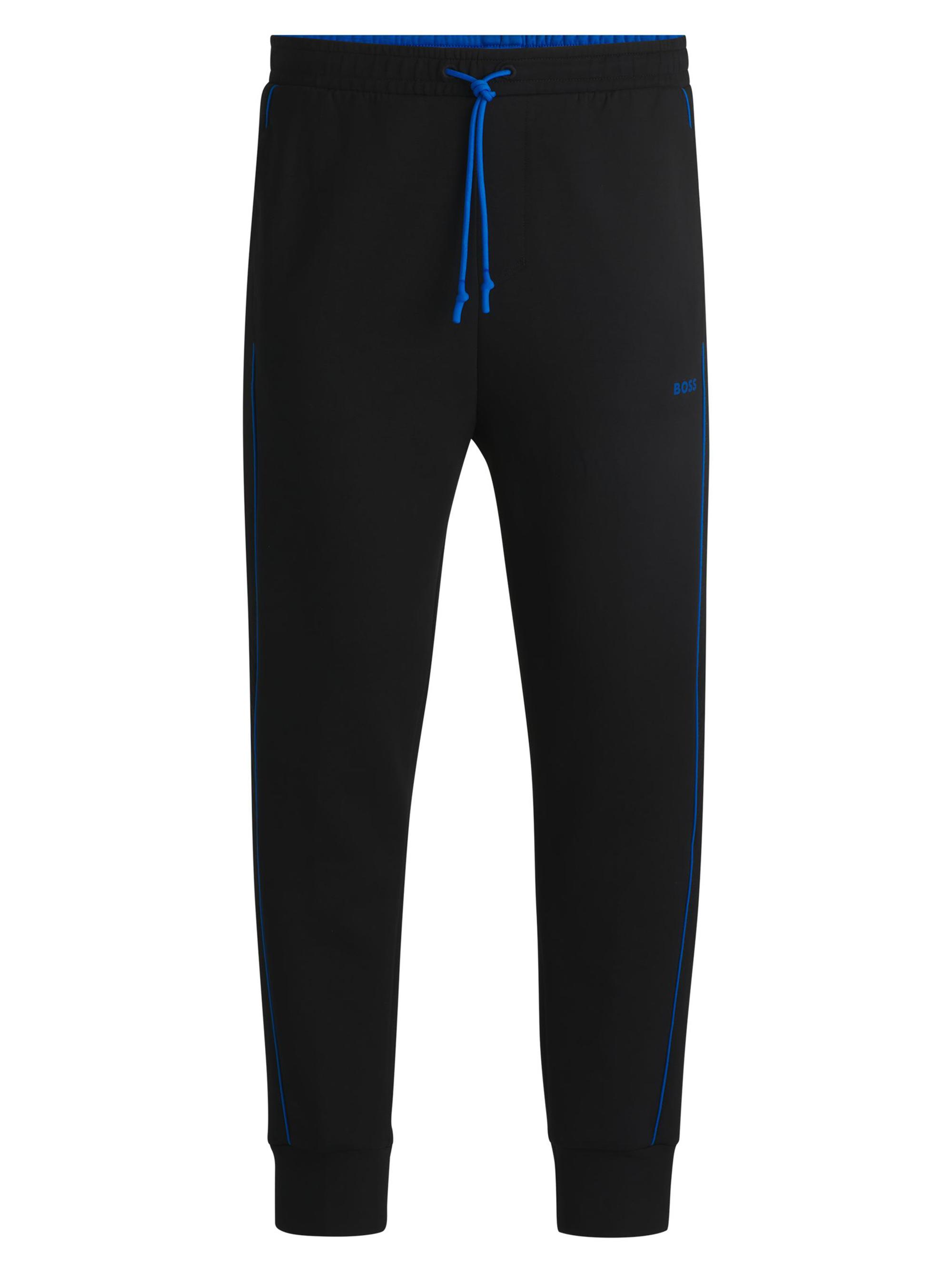 BOSS Men's Stretch-Cotton Tracksuit Bottoms with Embossed Artwork - Black