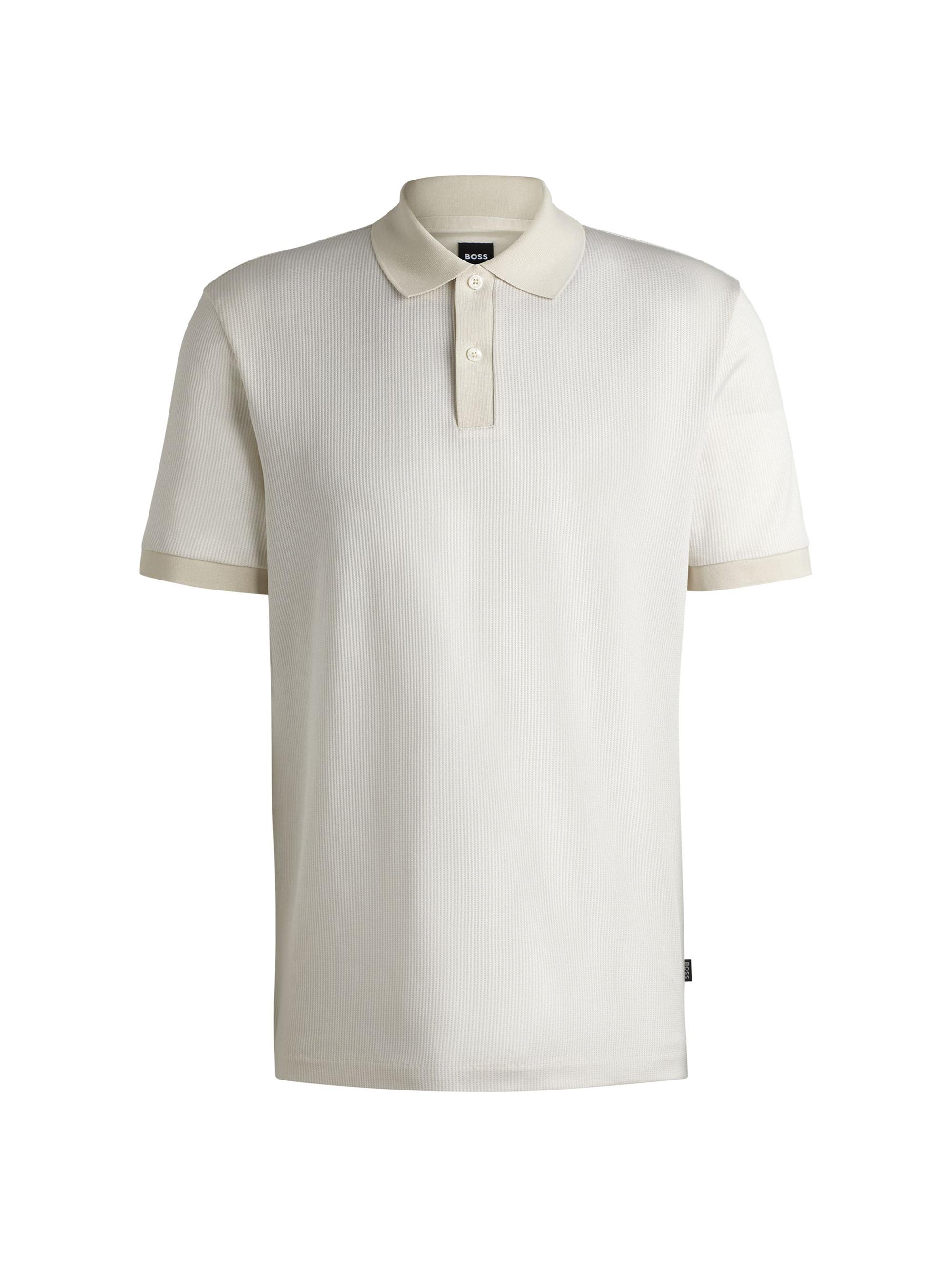BOSS Men's Structured-Cotton Polo Shirt with Solid Trims - Open White