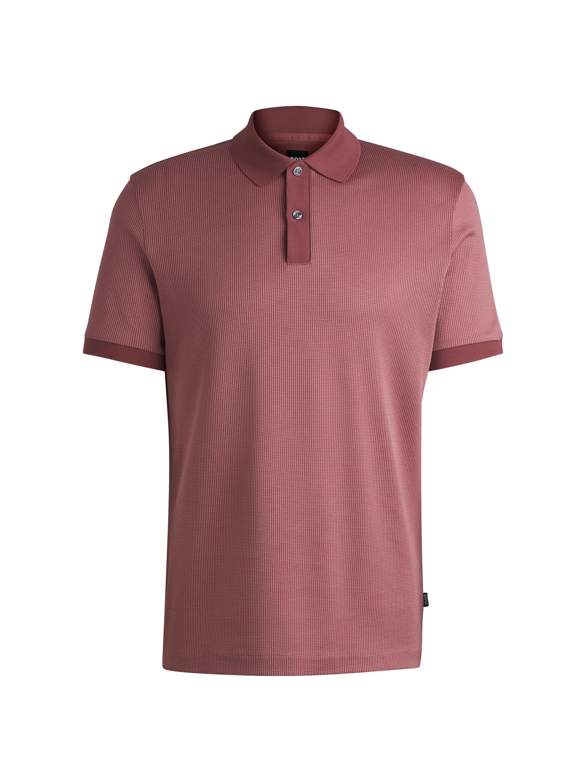 BOSS Men's Structured-Cotton Polo Shirt with Solid Trims - Light Red