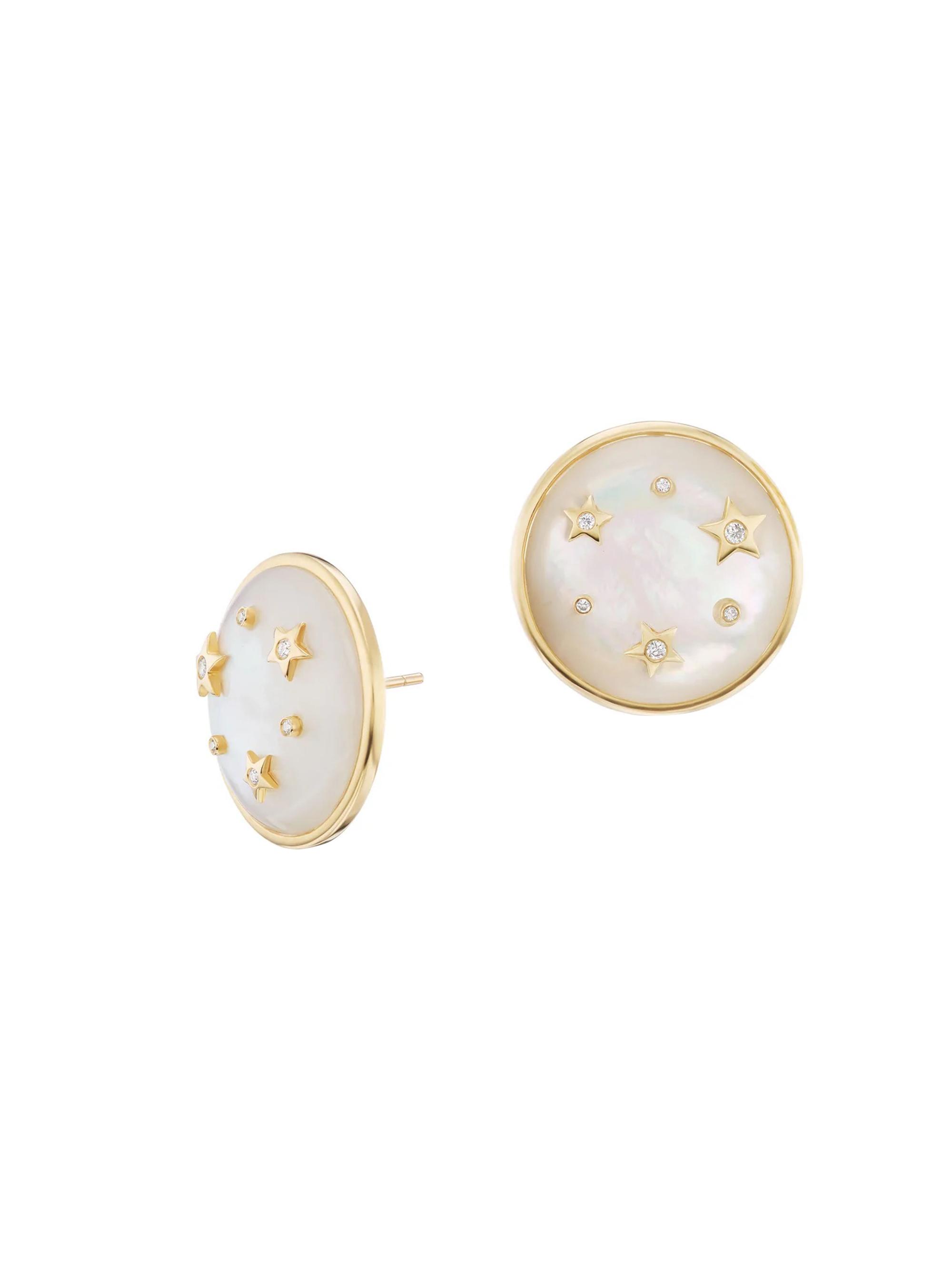 Sorellina Women's Tarot Le Stelle 18K Yellow Gold, Mother-Of-Pearl, & 0.06 TCW Diamond Button Stud Earrings - Mother Of Pearl