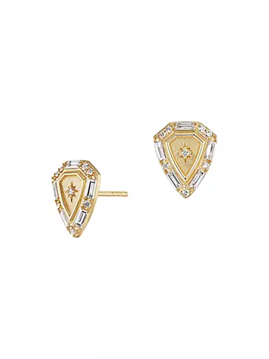 Tarot 18K Yellow Gold & 0.56 TCW Diamond Shield Stud Earrings