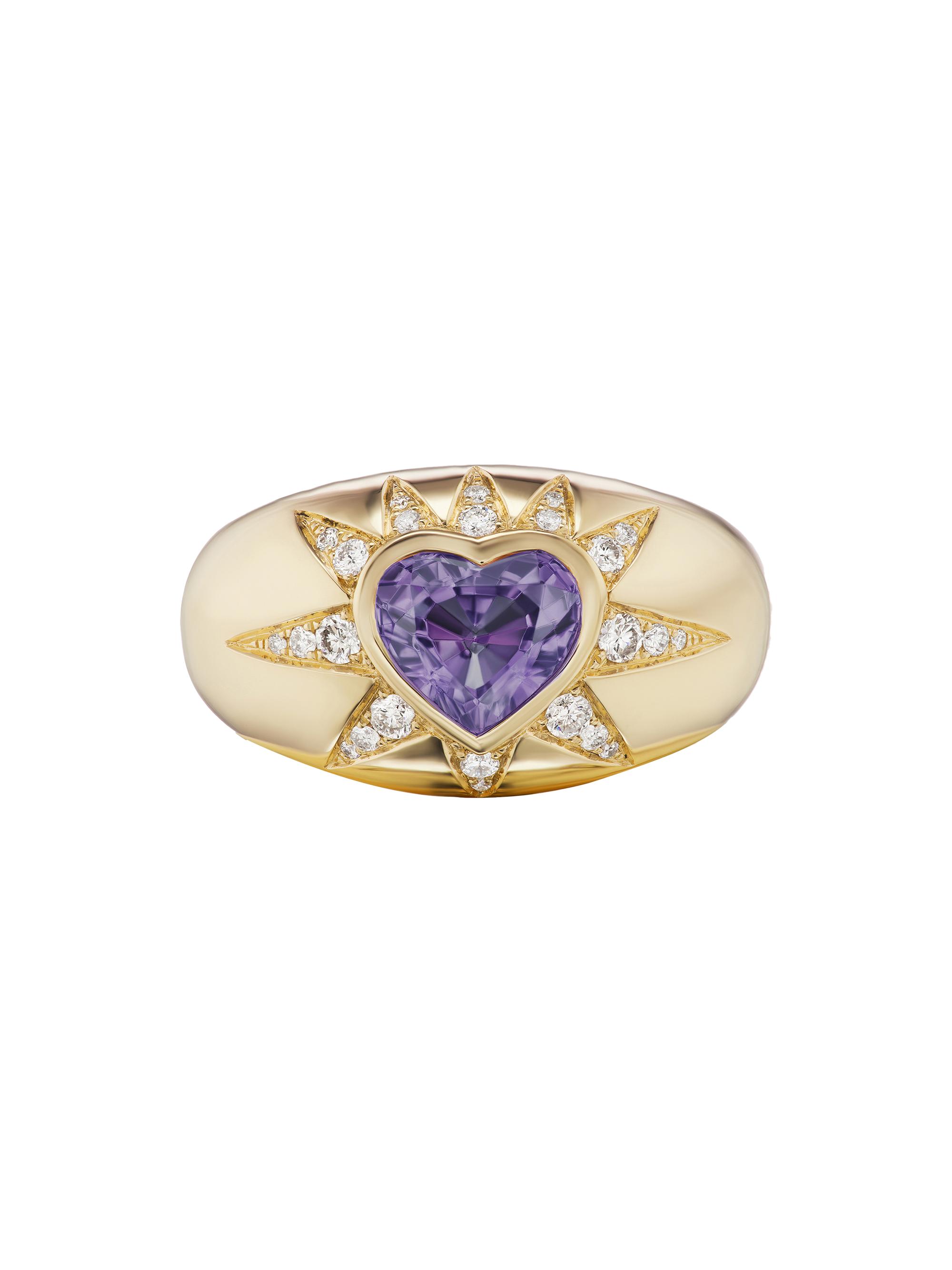 Sorellina Women's Iolite Starburst Heart 18K Gold, Diamond & Iolite Ring - Yellow Gold