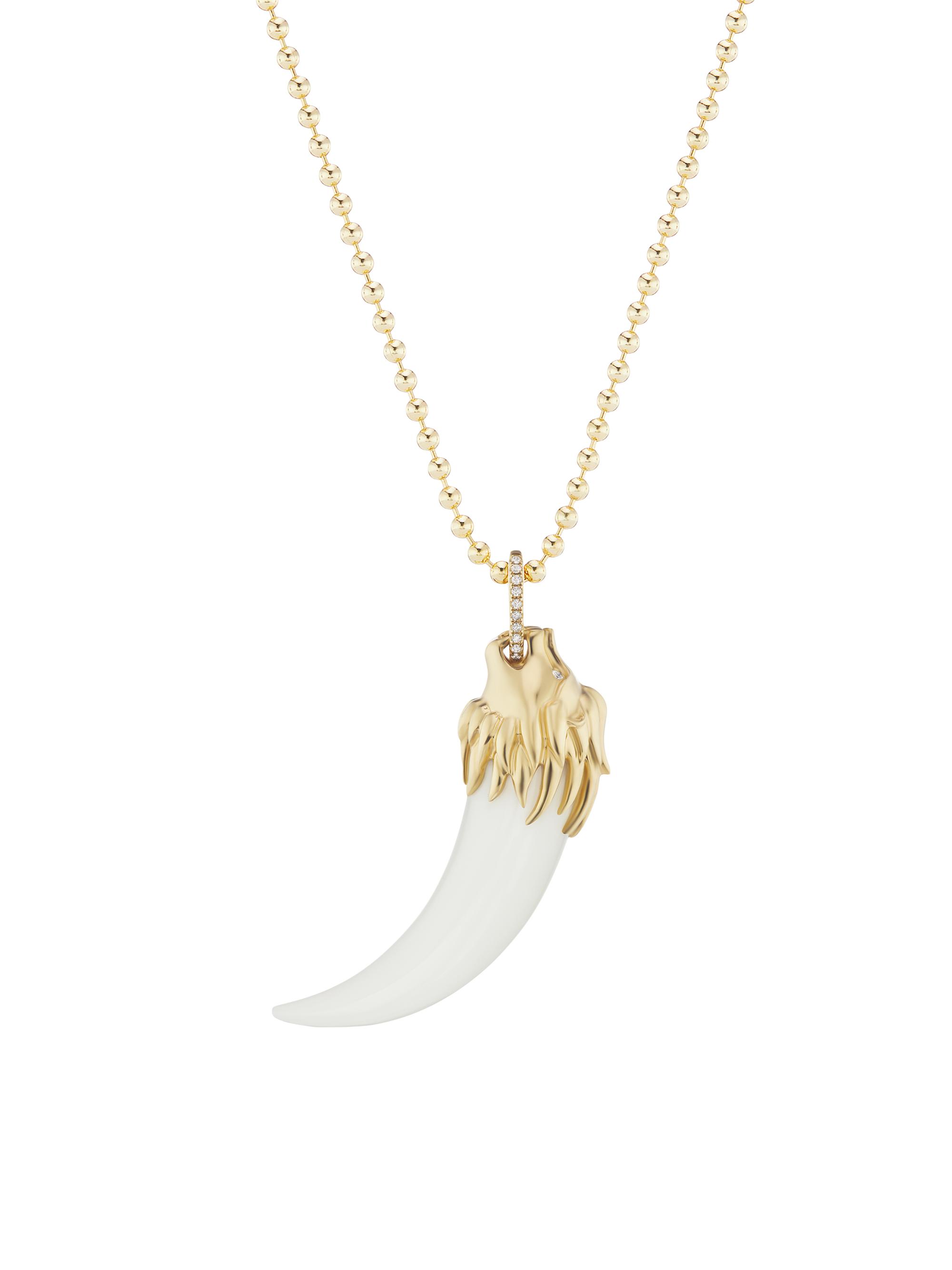 Sorellina Women's Tarot Il Lione Lion's Tooth 18K Gold, Diamond & White Onyx Necklace - Yellow Gold