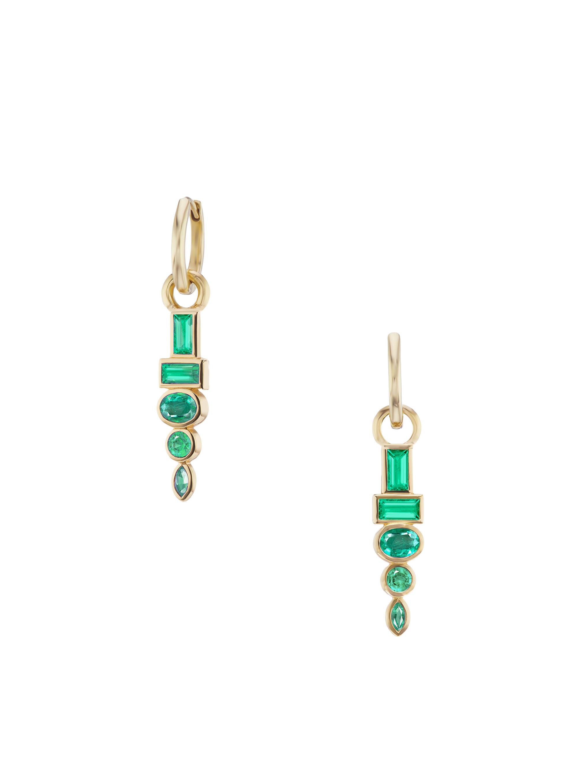 Sorellina Women's Monroe 18K Gold & Blue Sapphire Totem Huggie Hoop Earrings - Emerald
