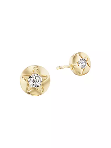 Tarot L'imperatrice 18K Gold & Diamond Star Earrings