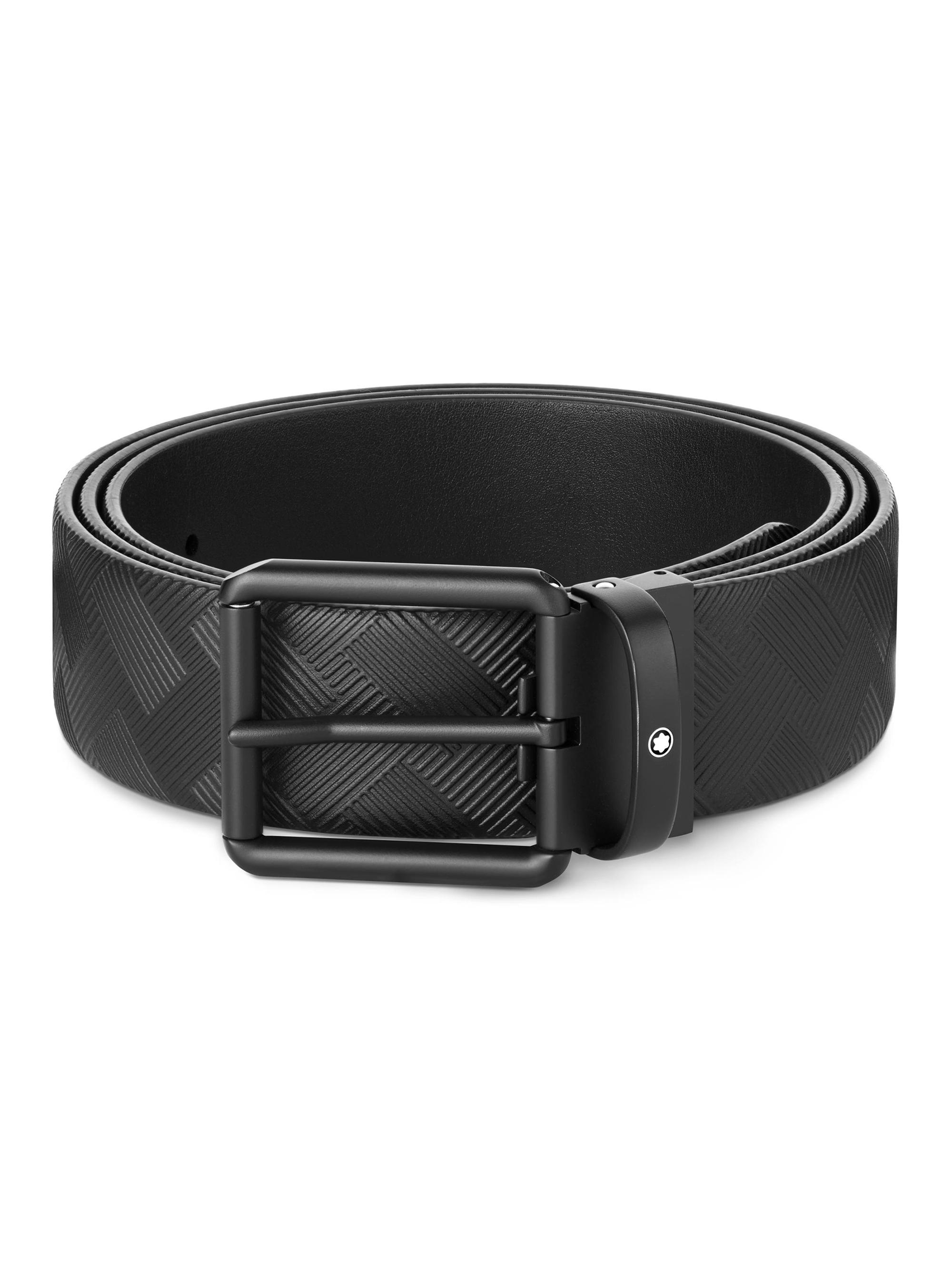 Montblanc Men's Pin Buckle Reversible Leather Belt - Black