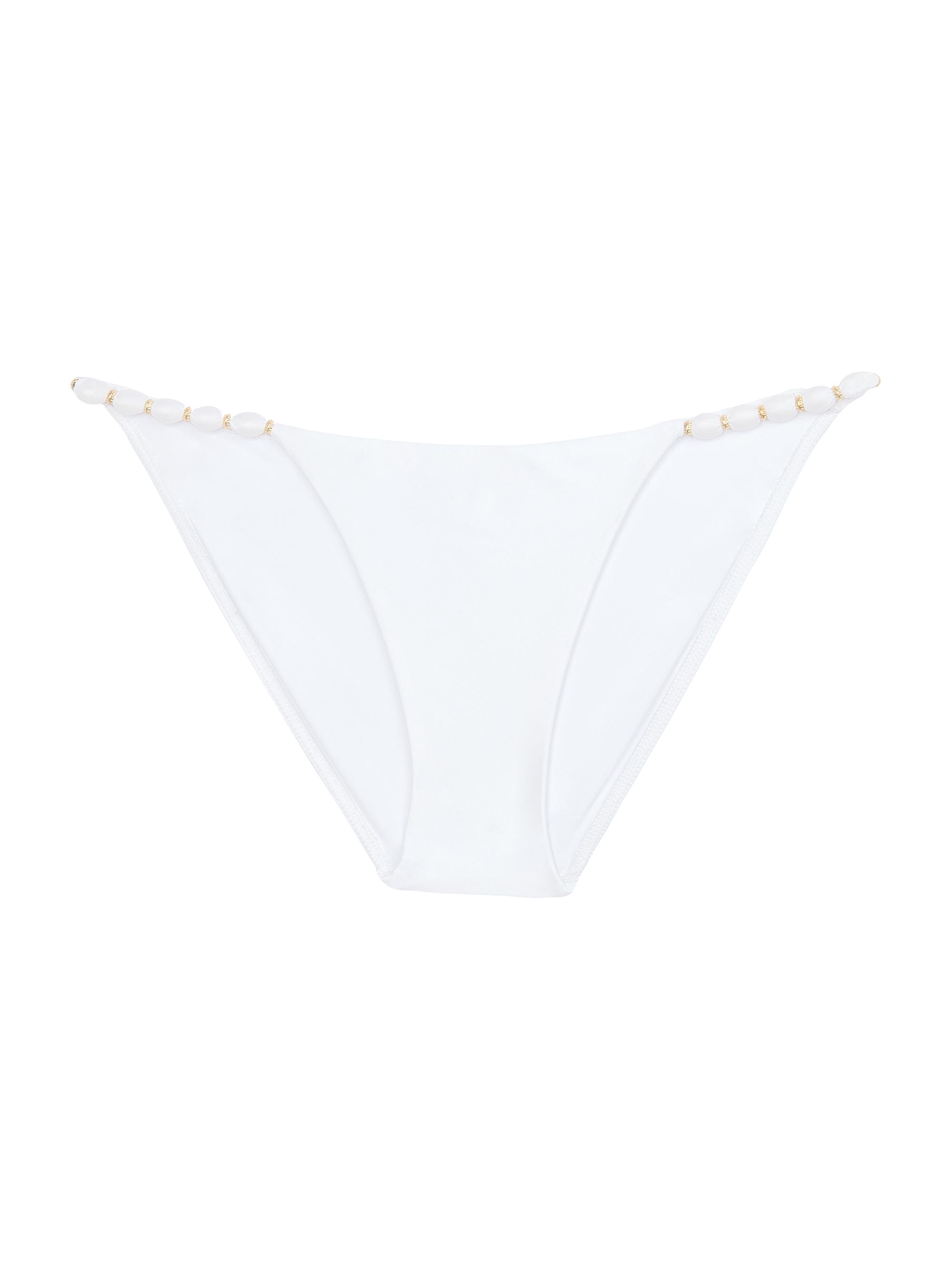 ViX by Paula Hermanny Women's Full-Coverage Beaded Bikini Bottom - White