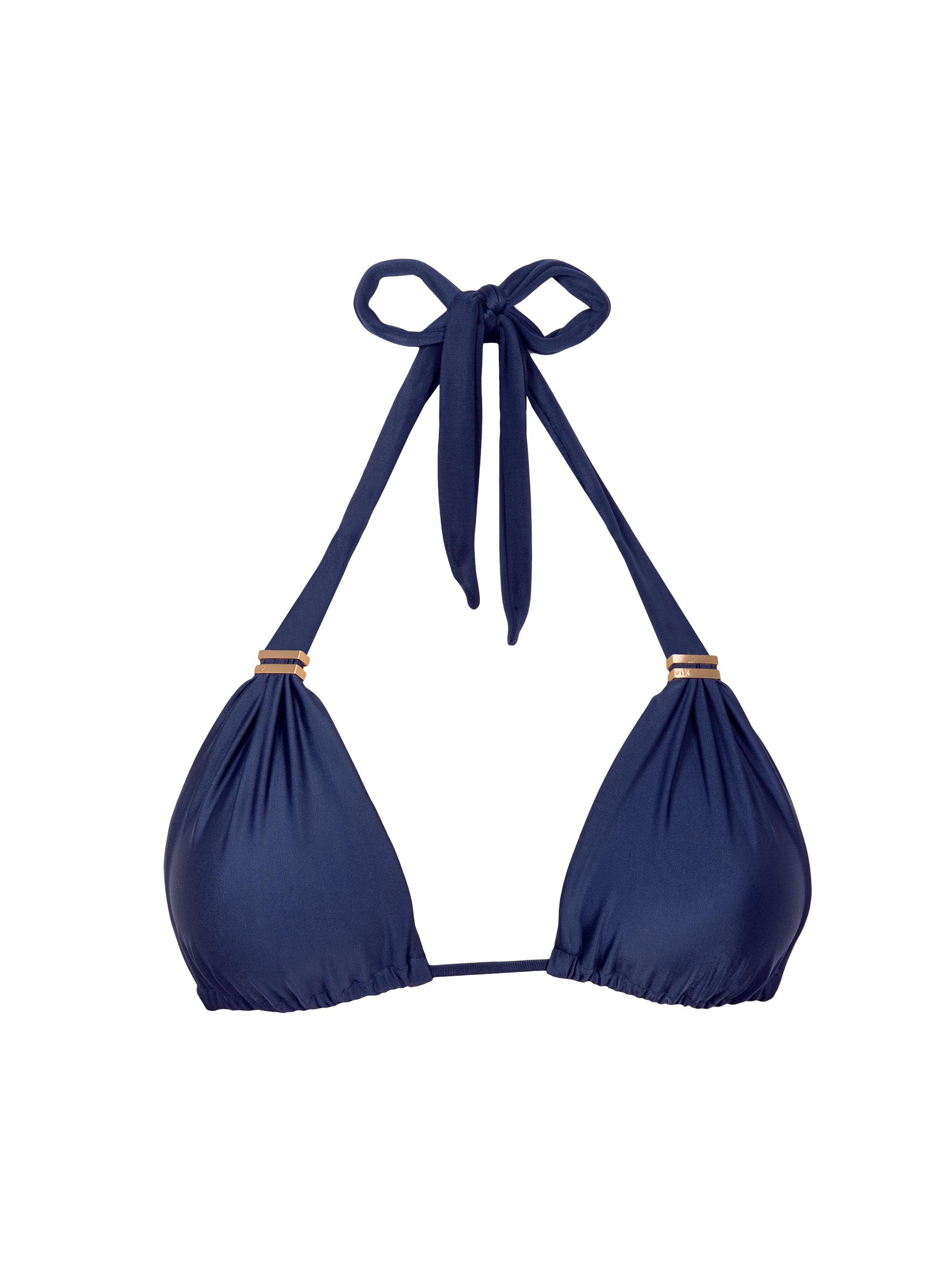 ViX by Paula Hermanny Women's Bia Ruched Triangle Bikini Top - Navy