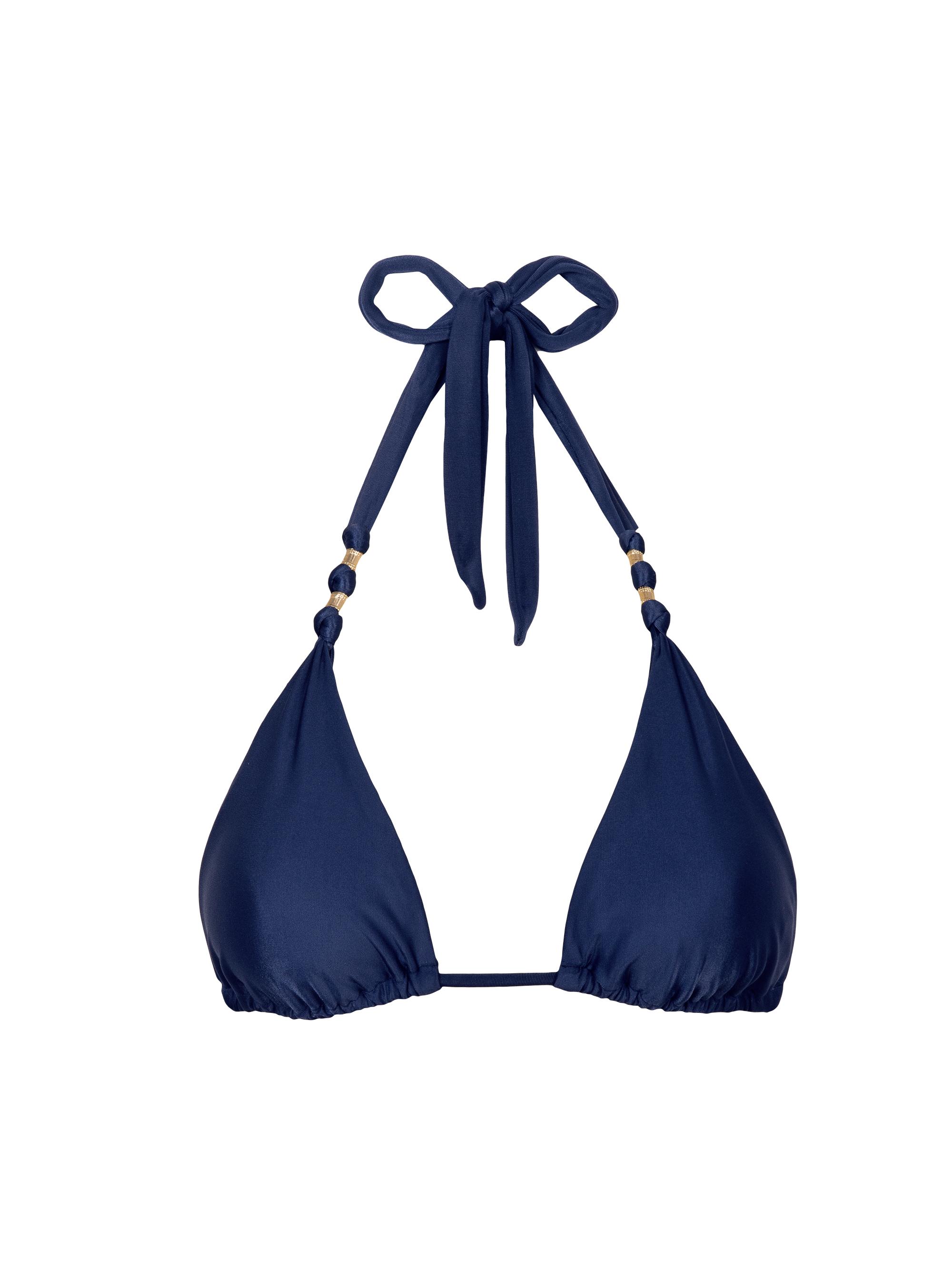 ViX by Paula Hermanny Women's Paula Beaded Halter Triangle Bikini Top - Navy