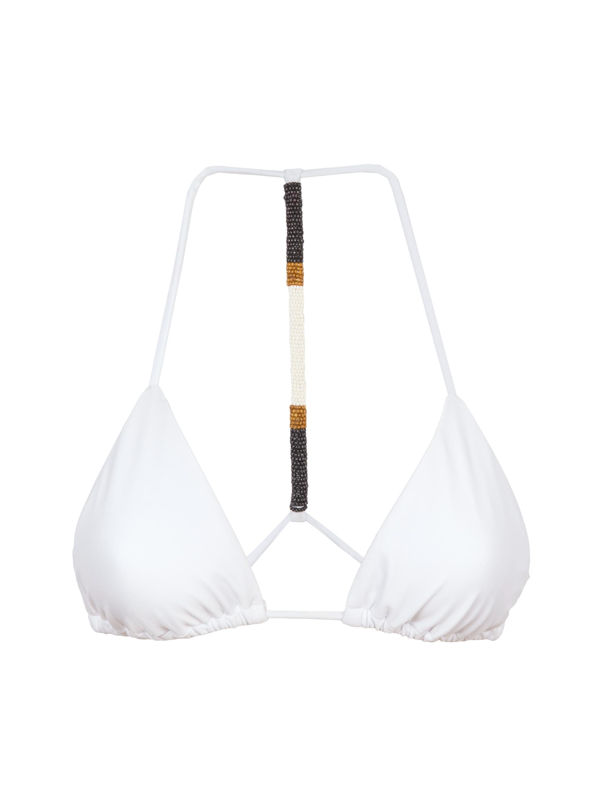 ViX by Paula Hermanny Women's Ella Bead-Embellished Triangle Bikini Top - White