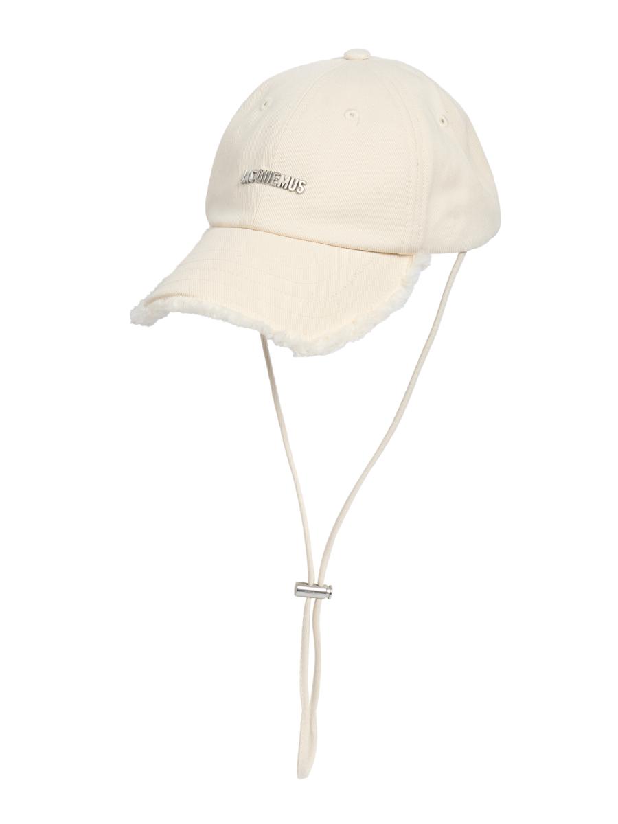 Jacquemus Men's La Casquette Artichaut Frayed Baseball Cap In White