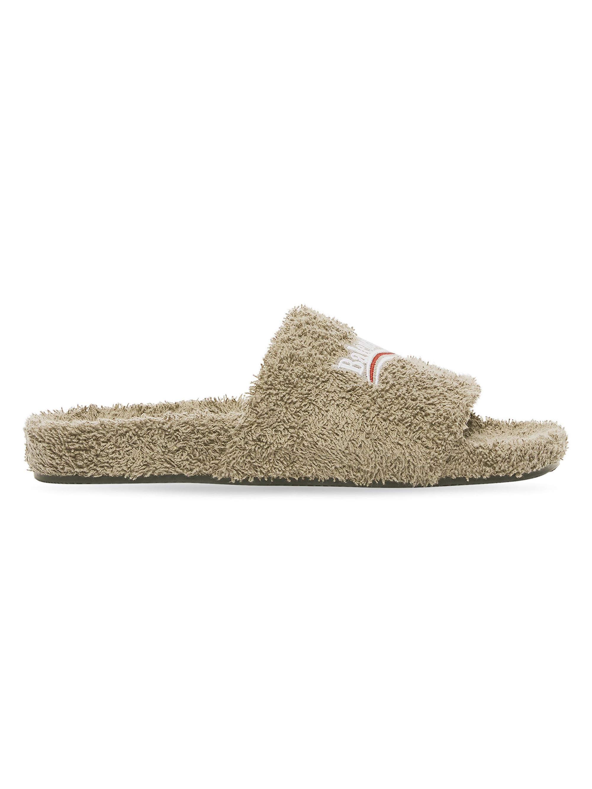 Balenciaga Furry Slide Sandals in Soft Towel | Saks Fifth Avenue