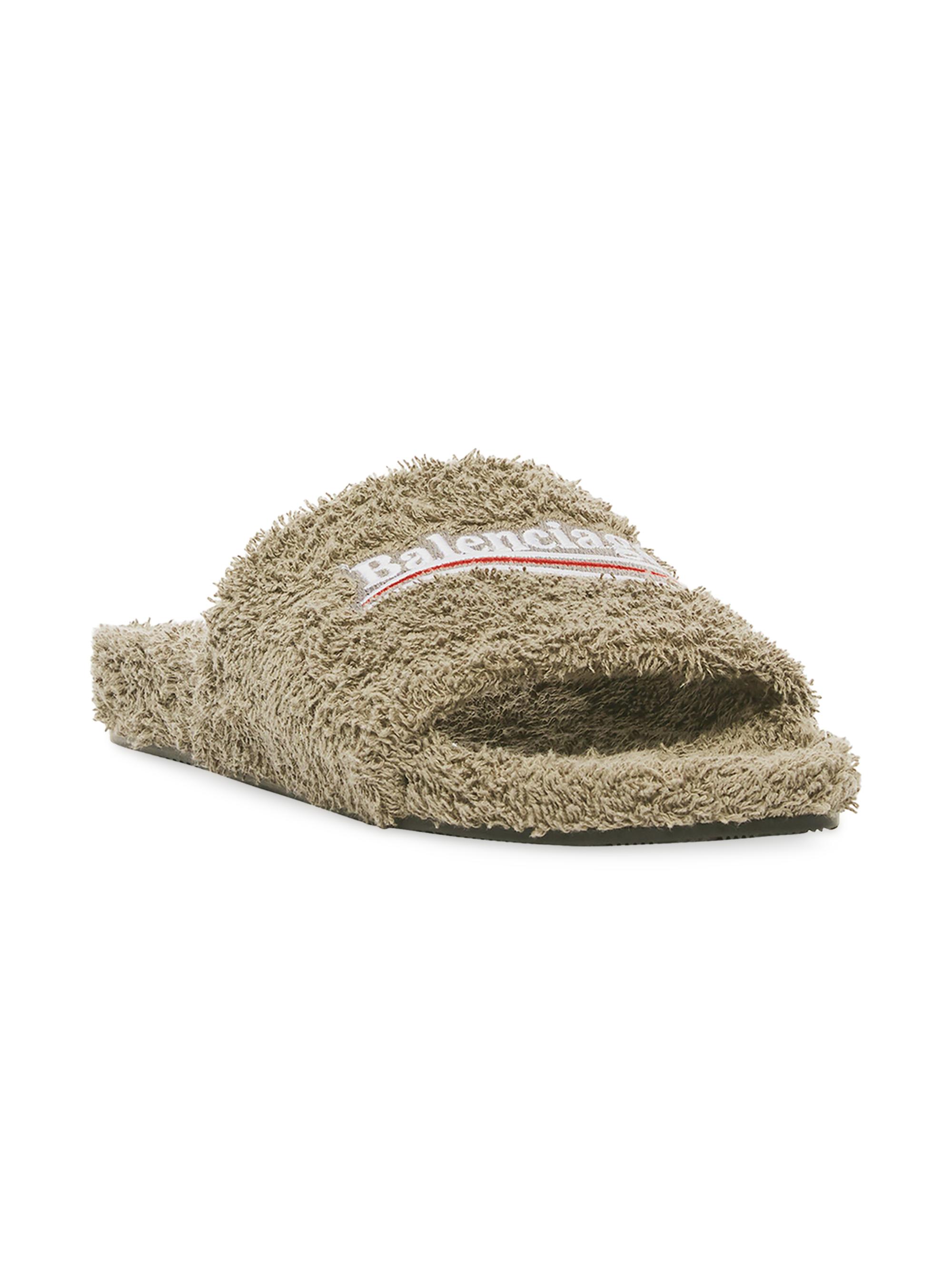 Balenciaga Furry Slide Sandals in Soft Towel | Saks Fifth Avenue
