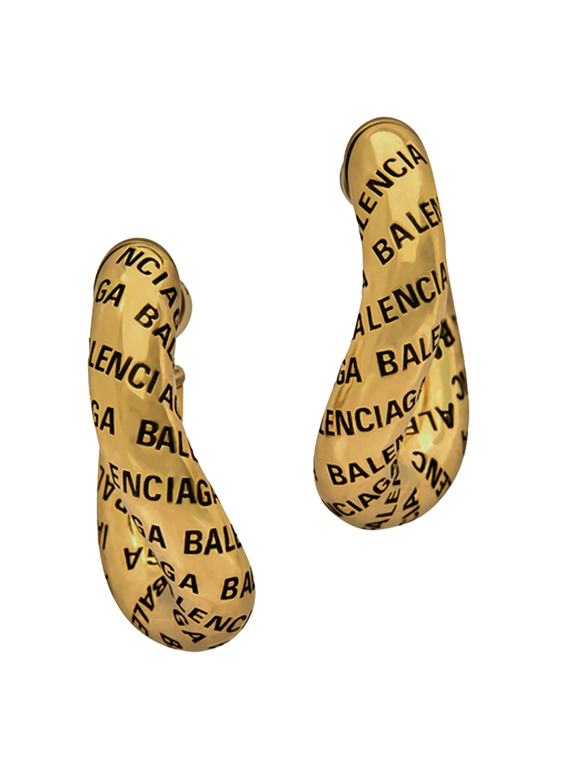 Balenciaga Women's Logo Earrings - Antique Gold