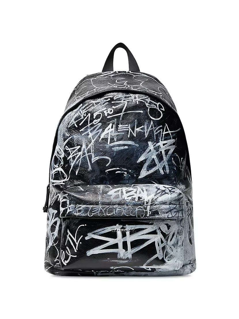 Balenciaga Small Explored Graffiti Messenger Bag - Black