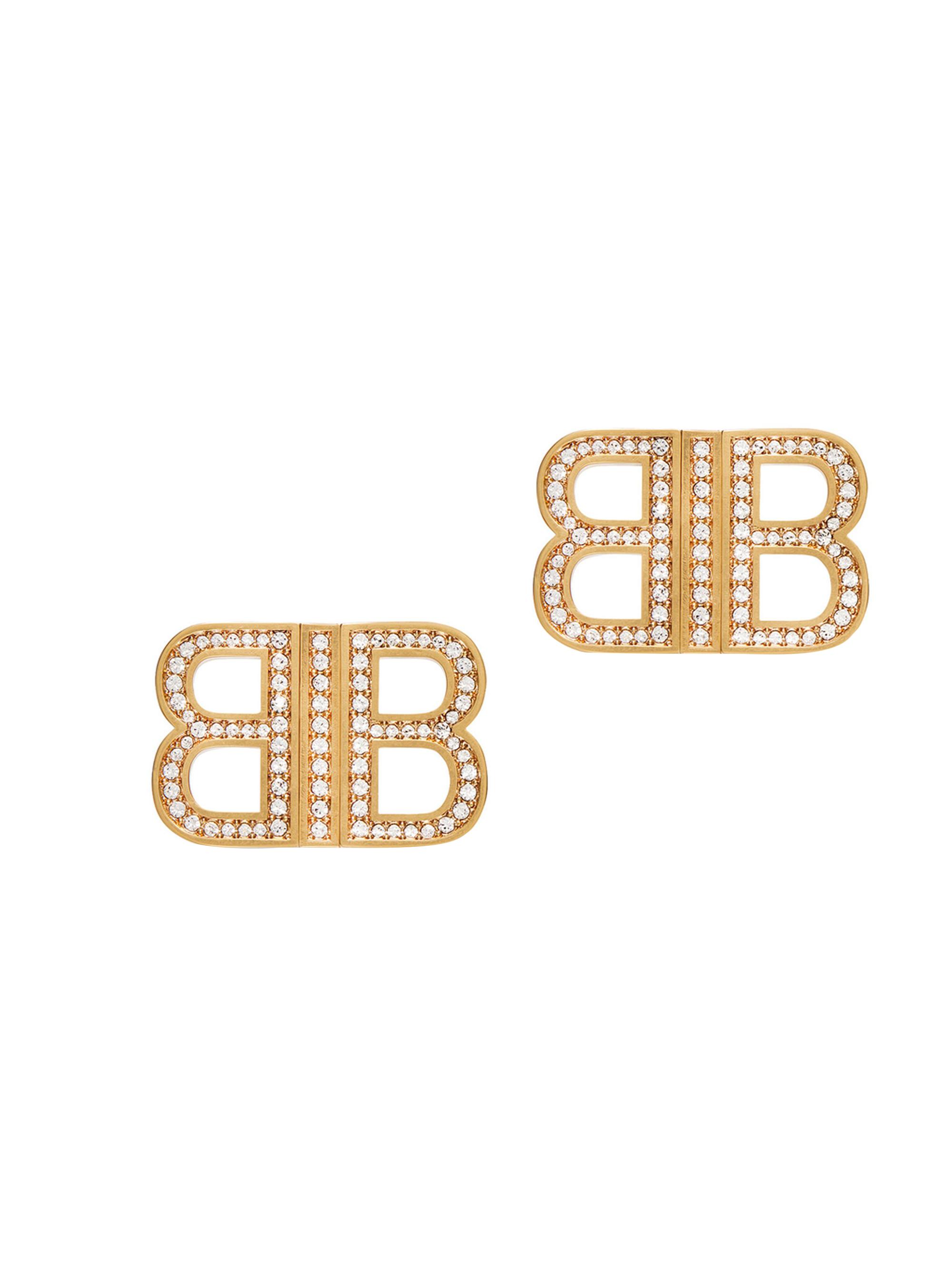 Balenciaga Women's Bb 2.0  Earrings - Gold Crystal