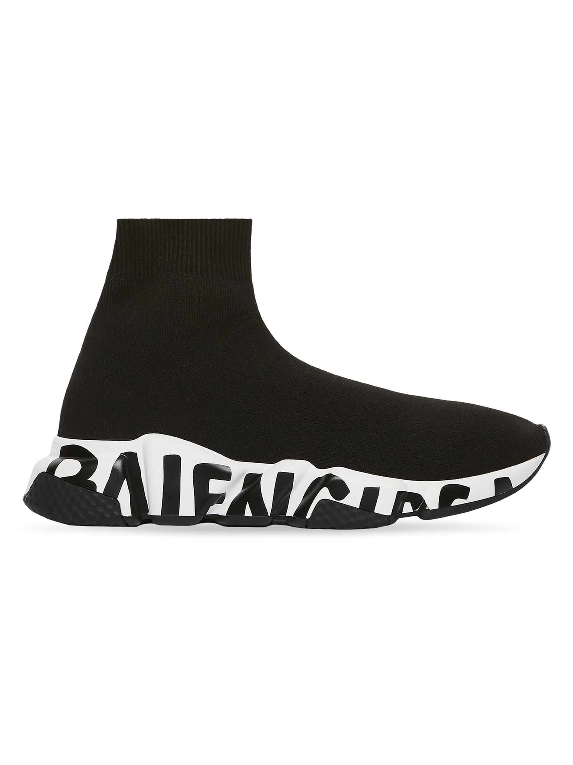 Balenciaga Women's Speed Graffiti Sneakers - Black White