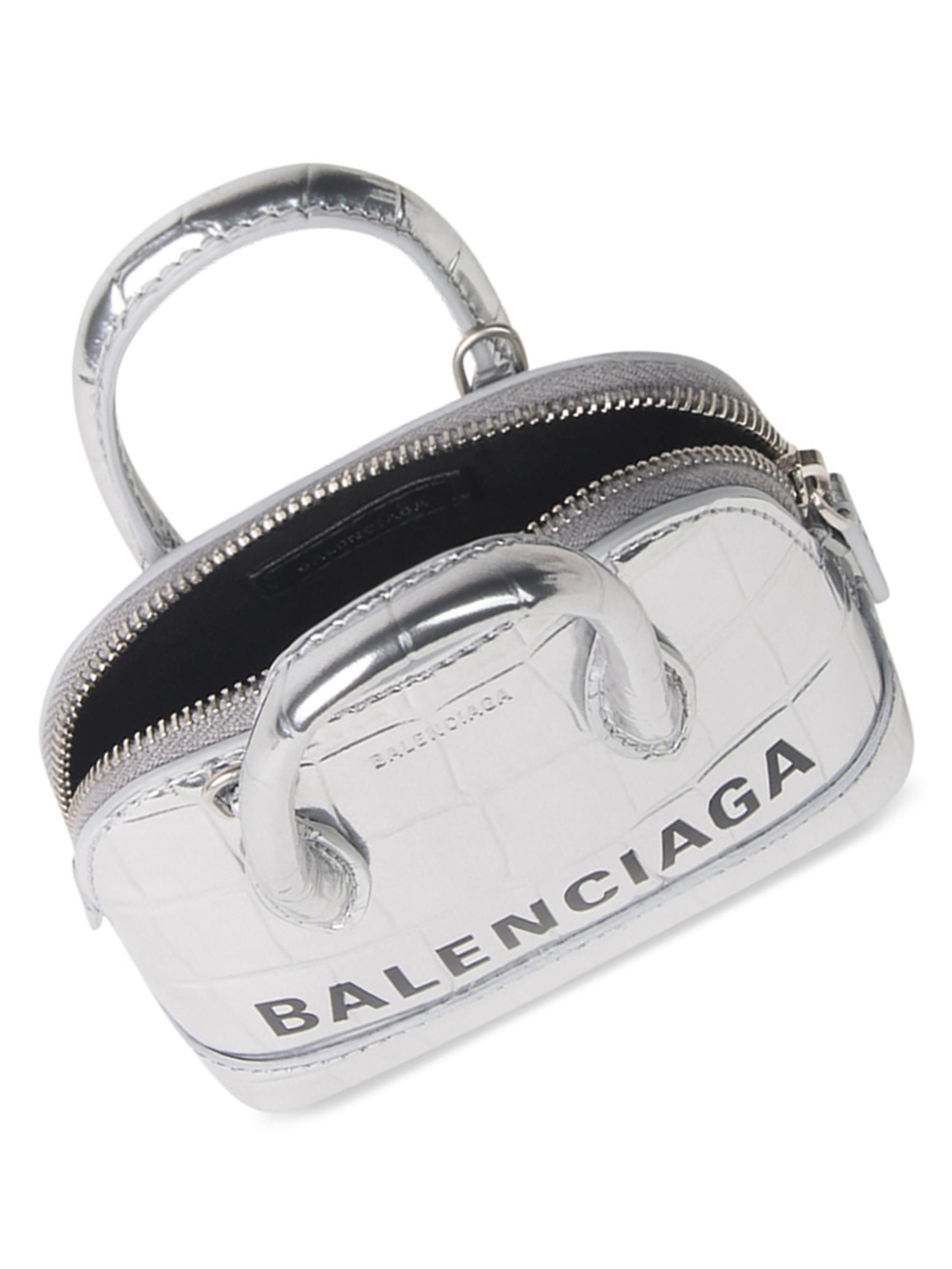 Balenciaga Ville Mini Handbag Metallized Crocodile Embossed | Saks