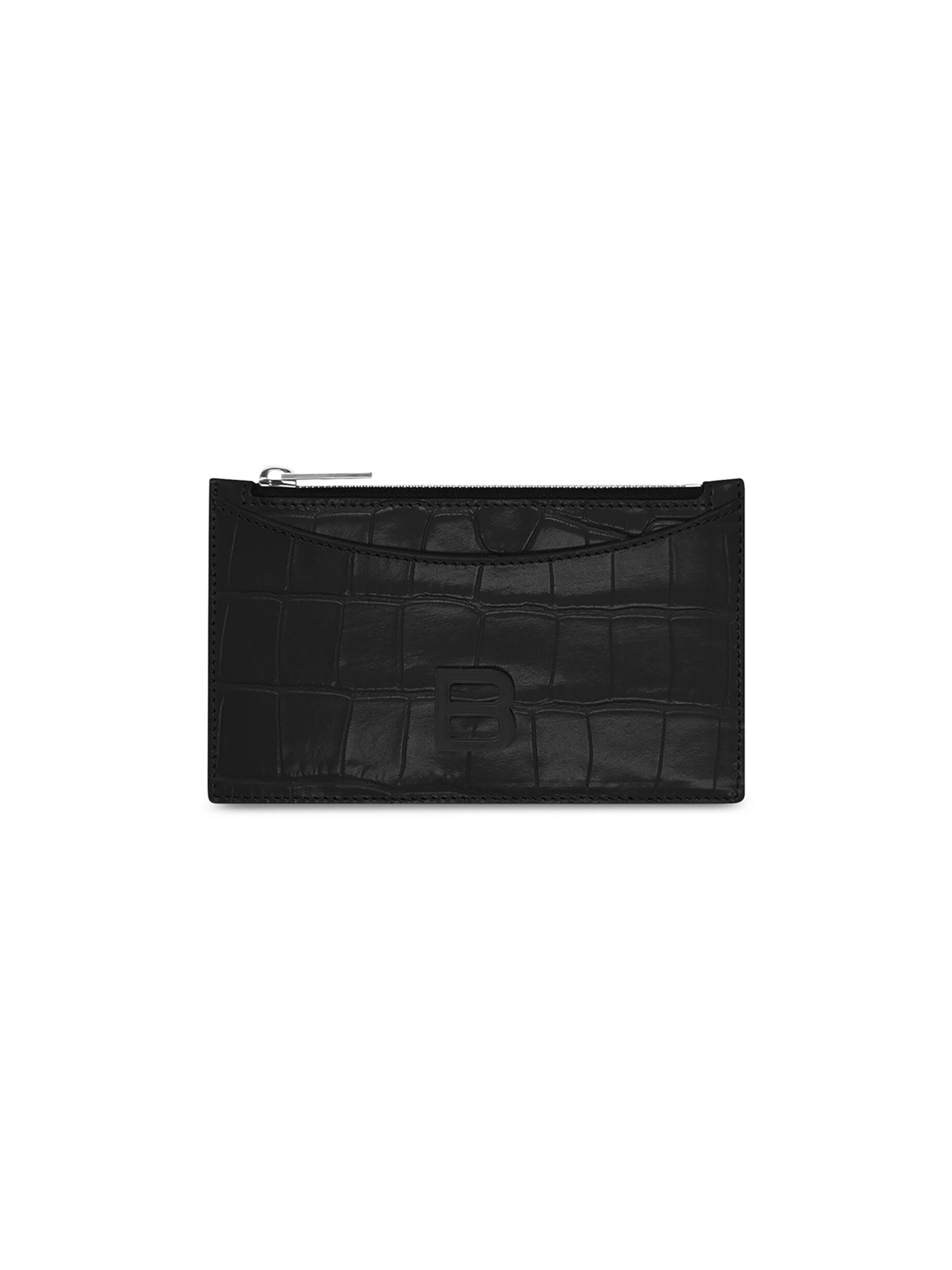 BURBERRY LONDONブラックシングル銀ボタン裏地シャドーホース総柄 Burberry TB Croc-Embossed Leather Card Case | Saks Fifth Avenue