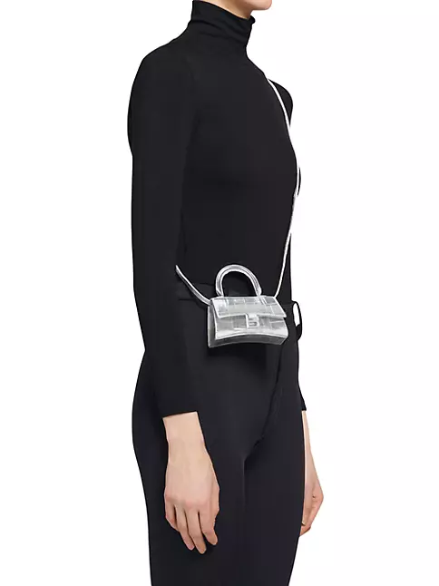 Balenciaga Croc-Embossed Mini Hourglass Bag w/ Box