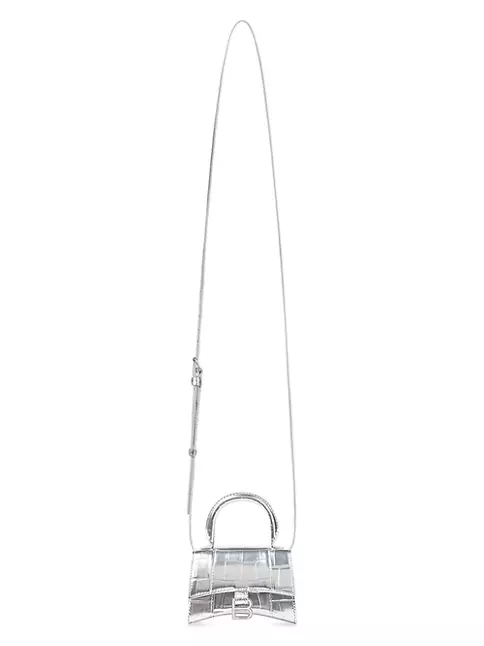 Balenciaga Mini Hourglass Tote Bag - Silver for Women