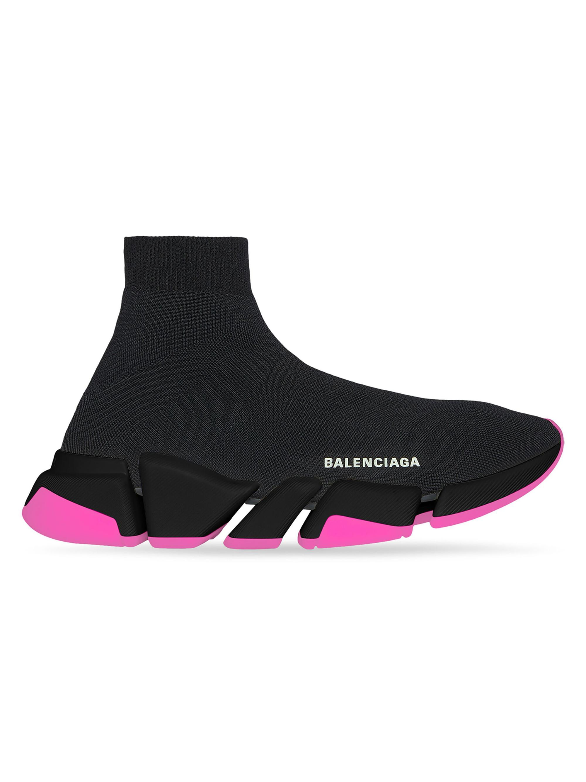 Balenciaga Women's Speed 2.0 Clear Sole Recycled Knit Sneakers - Black Pink