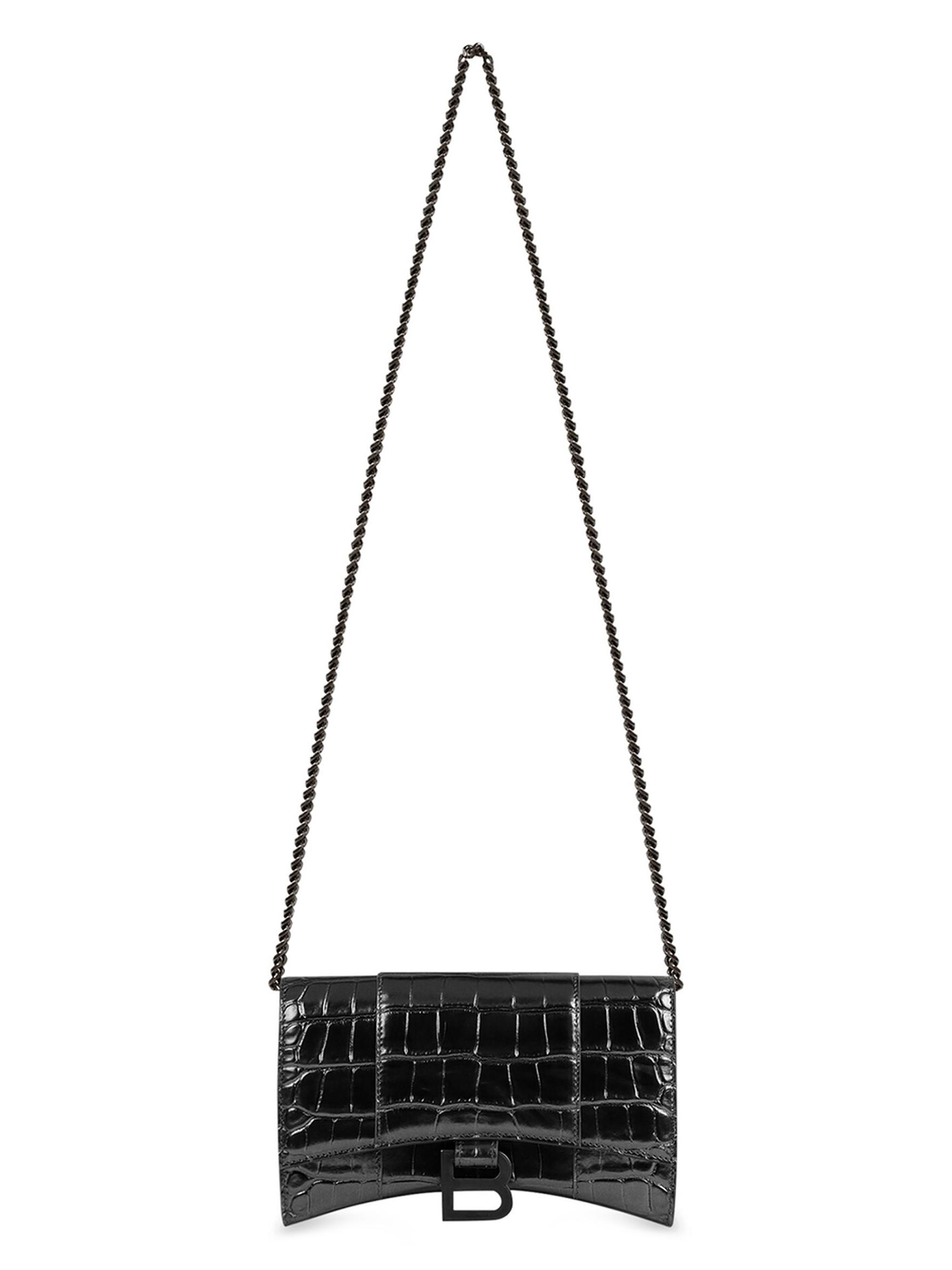 Hourglass Crocodile Embossed Wallet on Chain