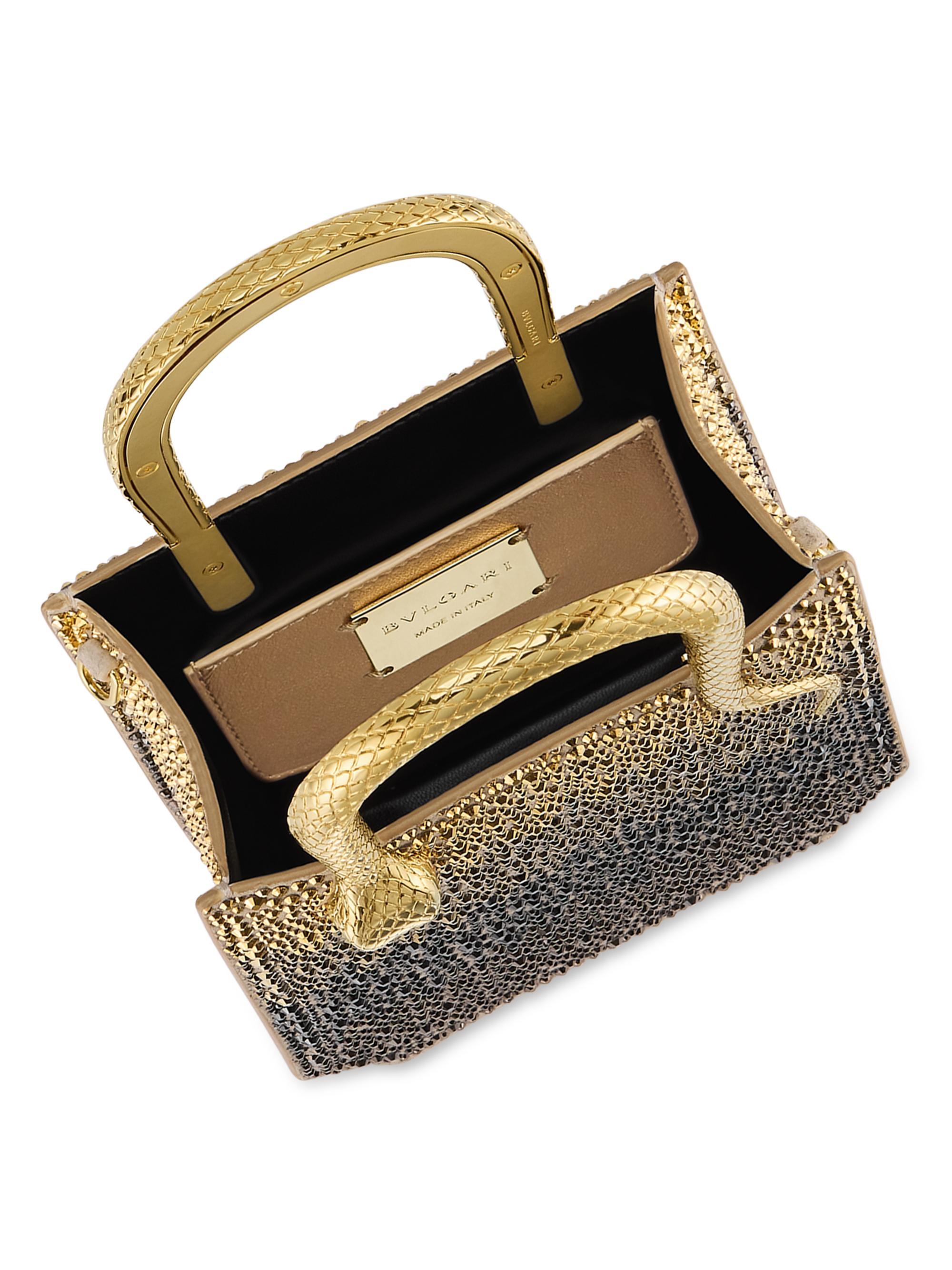 BVLGARI マキシレッタレ✨美品✨レザー　ミニボストンバッグ　ゴールド金具 BVLGARI Mini Crystal Dust Tote | Saks Fifth Avenue
